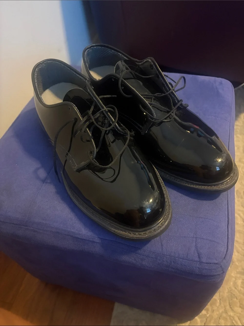 Vibram Men's Black Patent Leather Oxford Shoes